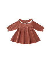 Load image into Gallery viewer, Quincy Mae Velour Baby Dress- Cranberry
