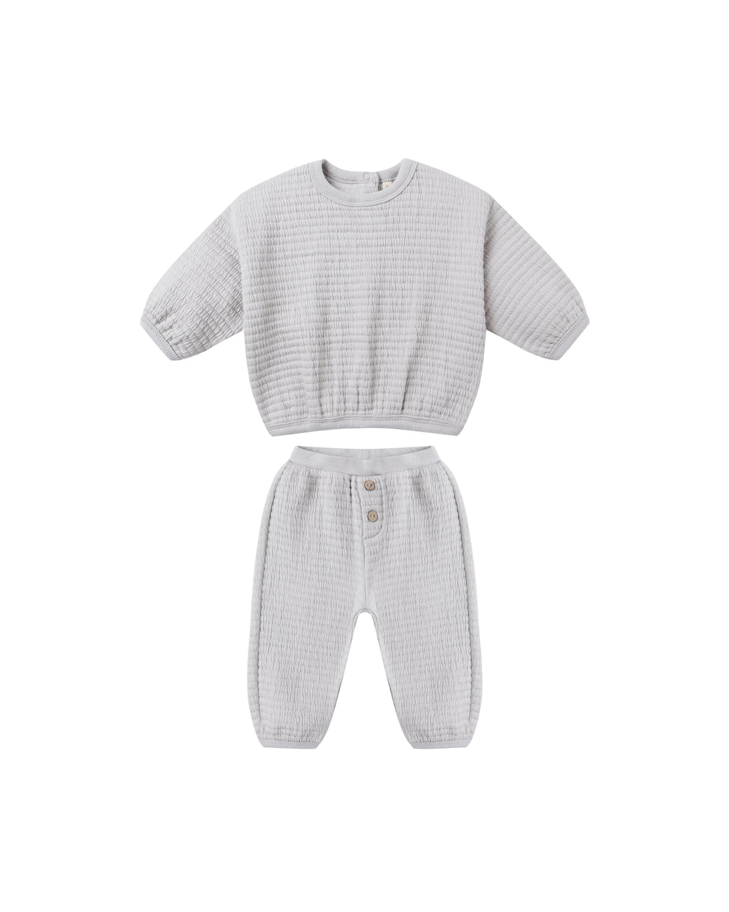 Quincy Mae Textured Sweat Set- Frost