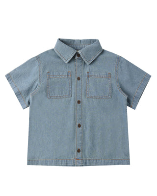 RYLEE + CRU DENIM SHORT SLEEVE OVERSHIRT
