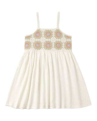 RYLEE + CRU CROCHET SUNDRESS CITRON DAISY CHECK