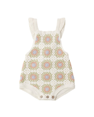 RYLEE + CRU CROCHET ROMPER CITRON DAISY CHECK