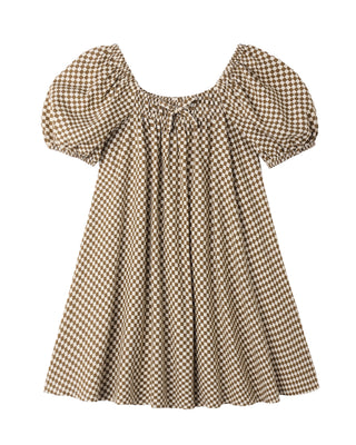 RYLEE + CRU SABRINA MINI DRESS OCRE CHECK