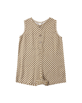 RYLEE + CRU MAVRICK ROMPER OCRE CHECK