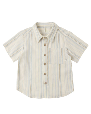 RYEE + CRU COLLARED SHORT SLEEVE SHIRT SEA STRIPE