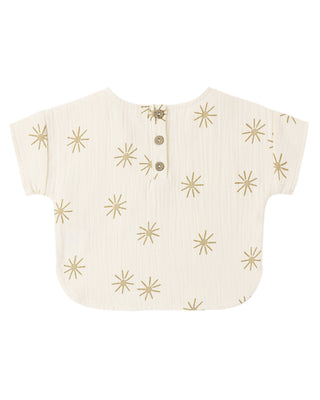 QUINCY MAE WOVEN BOXY TOP SUNBURST