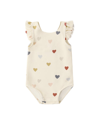 QUINCY MAE SCOOP BACK ONE-PIECE SWIMSUIT CONFETTI HEARTS