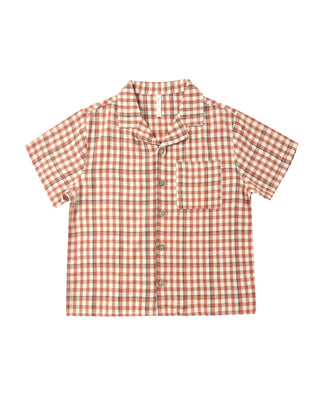 RYLEE + CRU LAPEL COLLAR SHIRT POPPY GINGHAM