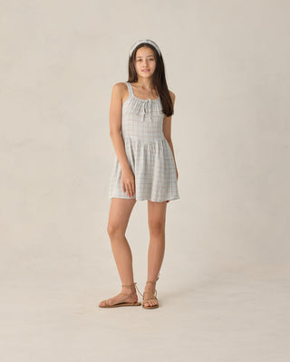 RYLEE + CRU TEEN PRIMROSE MINI DRESS LIGHT BLUE PLAID