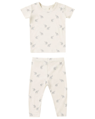 QUINCY MAE BAMBOO SHORT SLEEVE PAJAMA SET ELEPHANTS