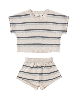 QUINCY MAE RELAXED SUMMER KNIT SET OCEAN STRIPE