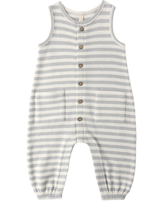 QUINCY MAE WAFFLE JUMPSUIT SKY STRIPE