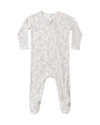 QUINCY MAE BAMBOO ZIP FOOTIE CLOUD FLORAL