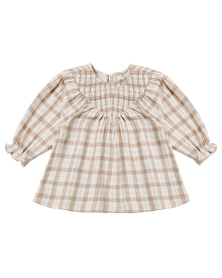 QUINCY MAE V SMOCKED DRESS RUSTIN PLAID