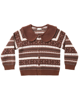RYLEE + CRU FAIR ISLE CARDIGAN MULBERRY STRIPE