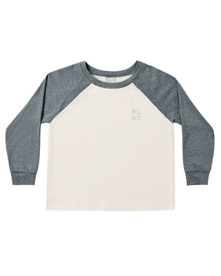 RYLEE + CRU LONG SLEEVE RAGLAN TEE HEATHERED MIDNIGHT