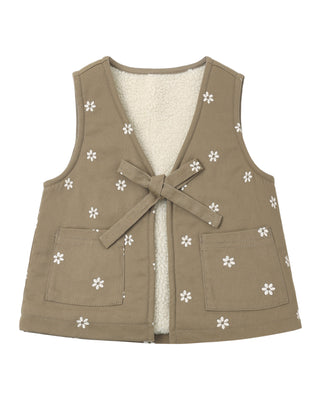 RYLEE + CRU UTILITY VEST EMBROIDERED DAISIES