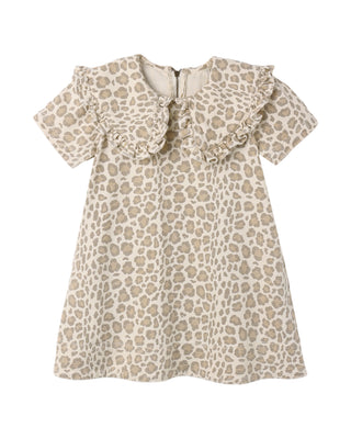 RYLEE + CRU COLLARED DENIM MINI DRESS LEOPARD