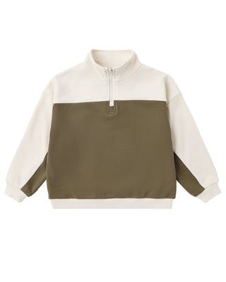 RYLEE + CRU QUARTER ZIP CREW OLIVE