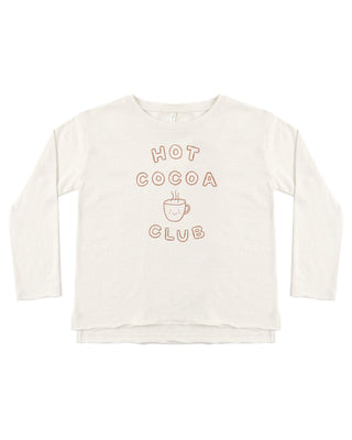 RYLEE + CRU RAW EDGE LONG SLEEVE TEE HOT COCOA CLUB
