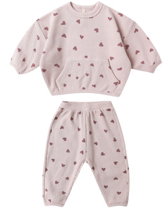 Quincy Mae Waffle Slouch Set- Hearts