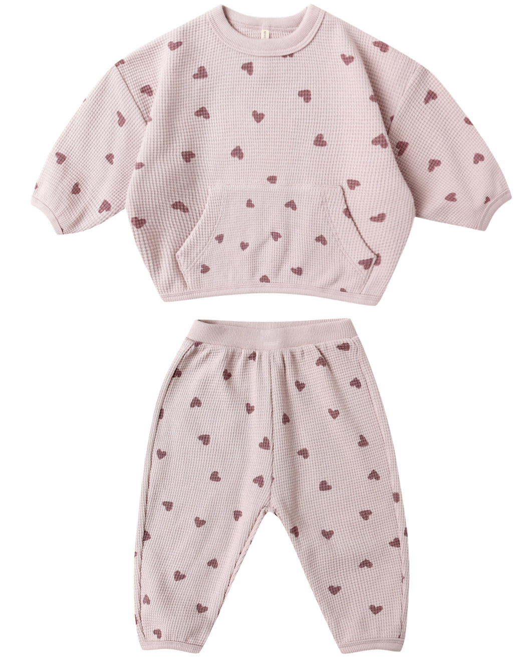 Quincy Mae Waffle Slouch Set- Hearts