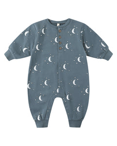 Quincy Mae Relaxed Fleece Jumpsuit- Silver Moons