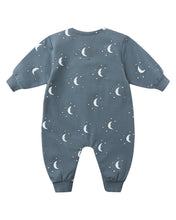 Load image into Gallery viewer, Quincy Mae Relaxed Fleece Jumpsuit- Silver Moons
