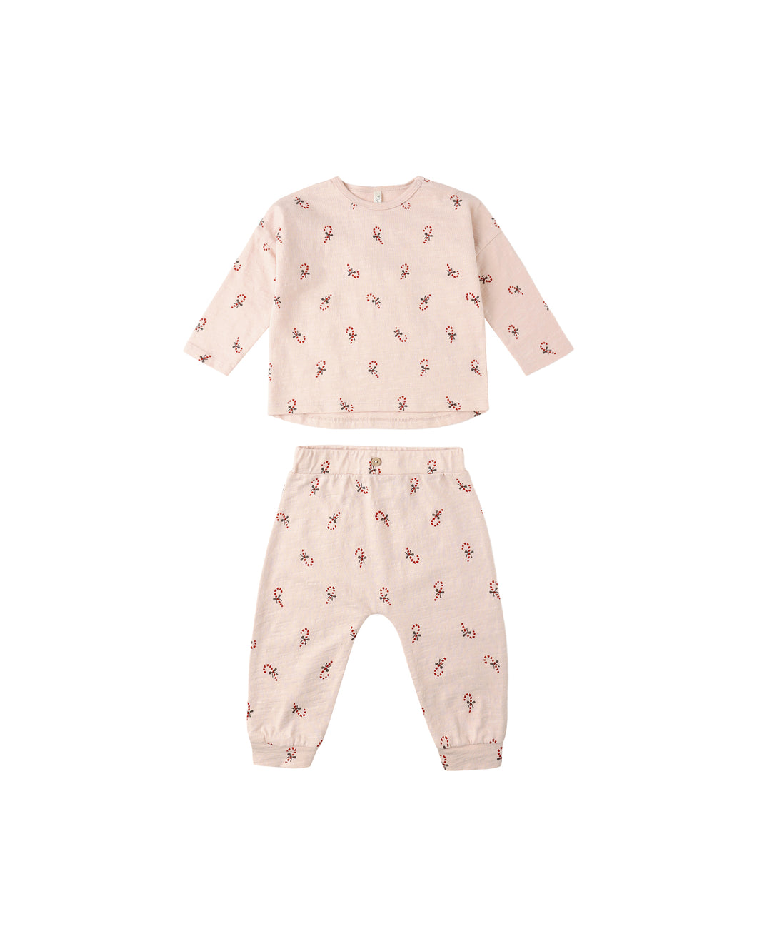 Rylee + Cru Long Sleeve Tee + Pant Set- Candy Canes