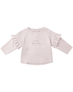 Quincy Mae Ruffle Long Sleeve Tee and Drawstring Pant Set- Wild Flower & Garden