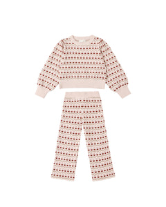 Rylee + Cru Jacquard Knit Set- Ruby Hearts
