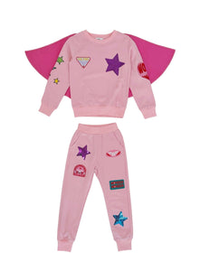 Lola & The Boys Wonder Women Pink Set with Cape