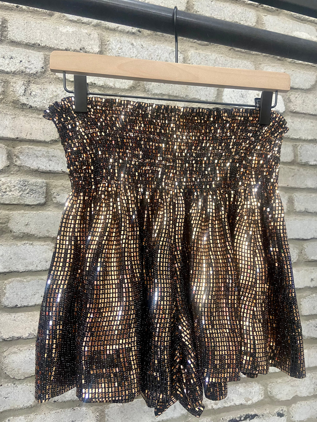 Queen of Sparkles Copper Disco Swing Shorts