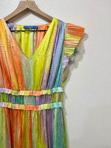 Pleaded Watercolor Midi Dress