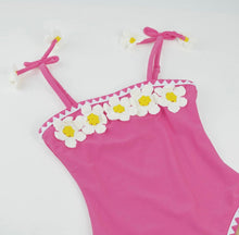 Load image into Gallery viewer, Shade Critters Crochet Pink Daisy One Piece Swimsuit
