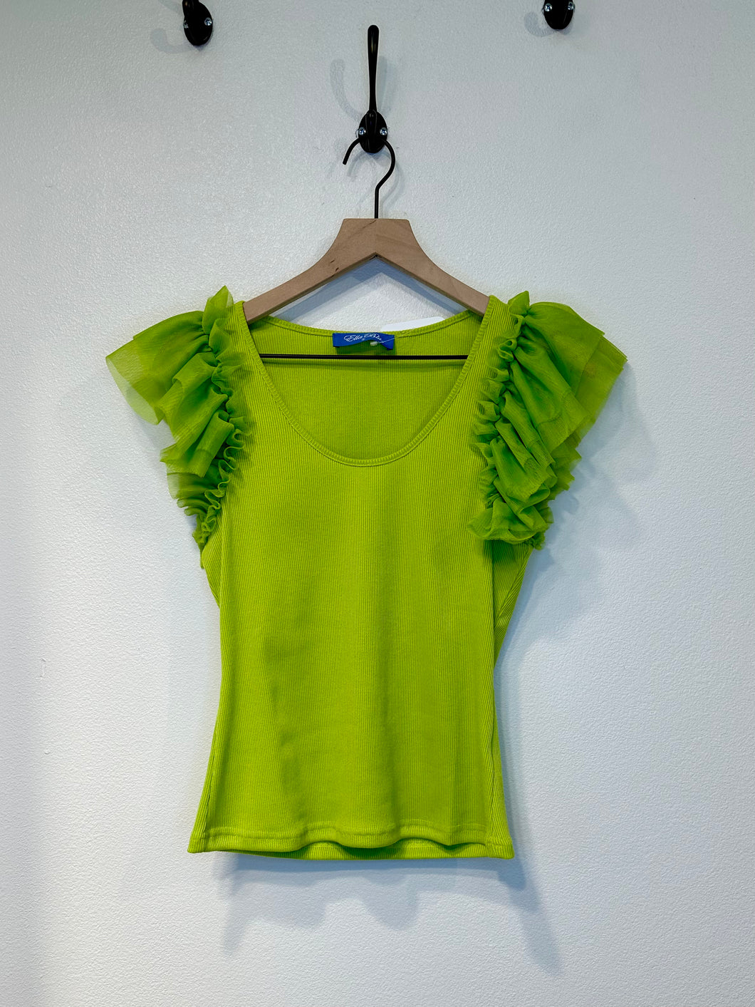 Lucky Charm Ruffle Ribbed Top